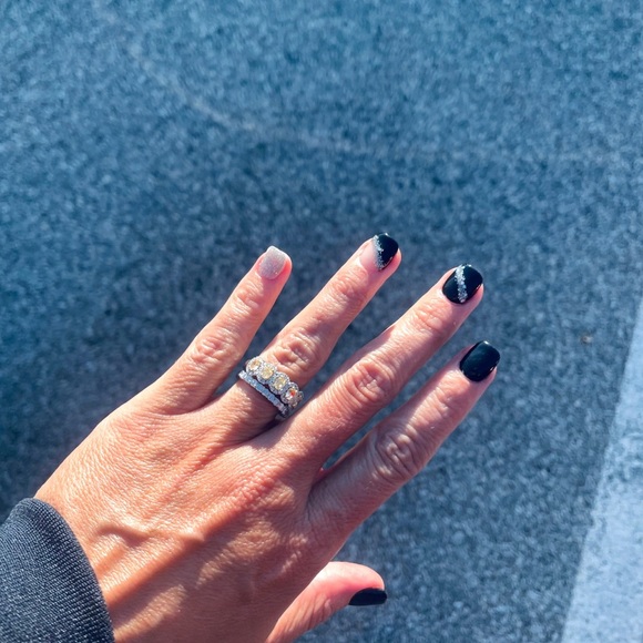 Fancy Yellow 5 Natural Diamond Eternity Ring Oval Cut 18K White Gold, Size 6 - Picture 15 of 16